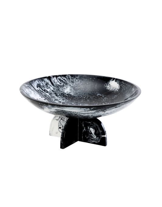 Lucente Black & White Resin Pedestal Bowl