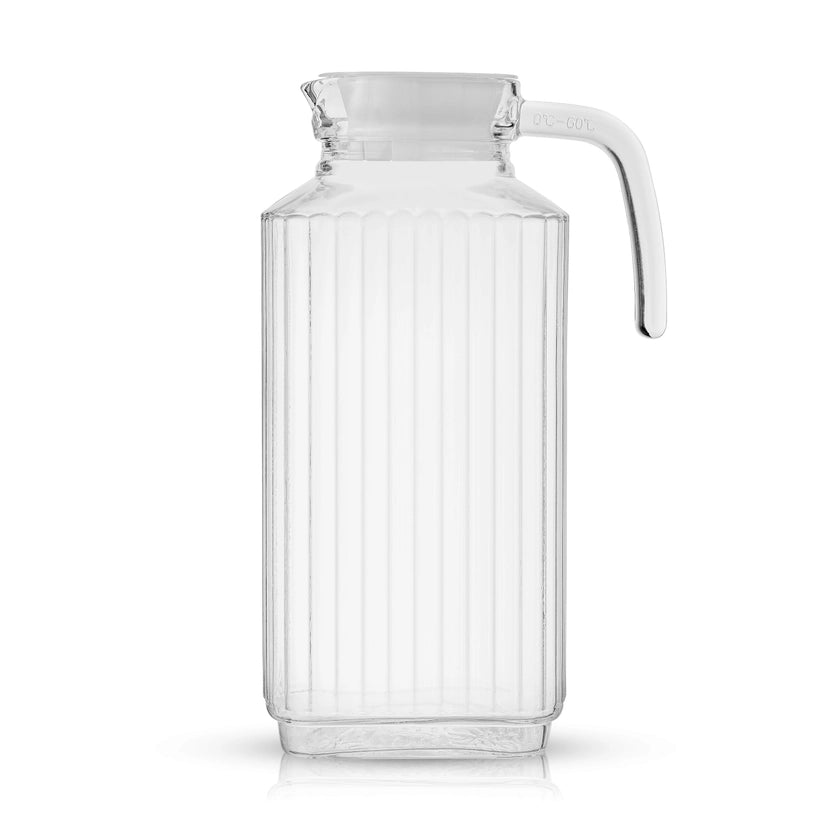 Beverage Glass Pitcher with Handle & 2 Lids