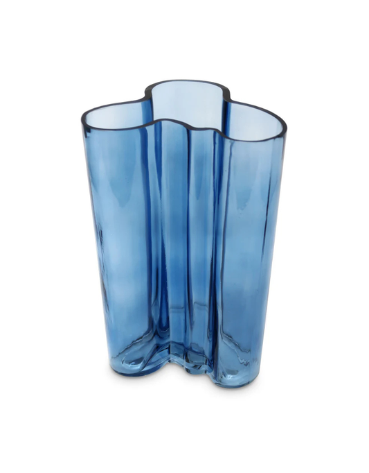 Large Blue Tinted Curved Vase