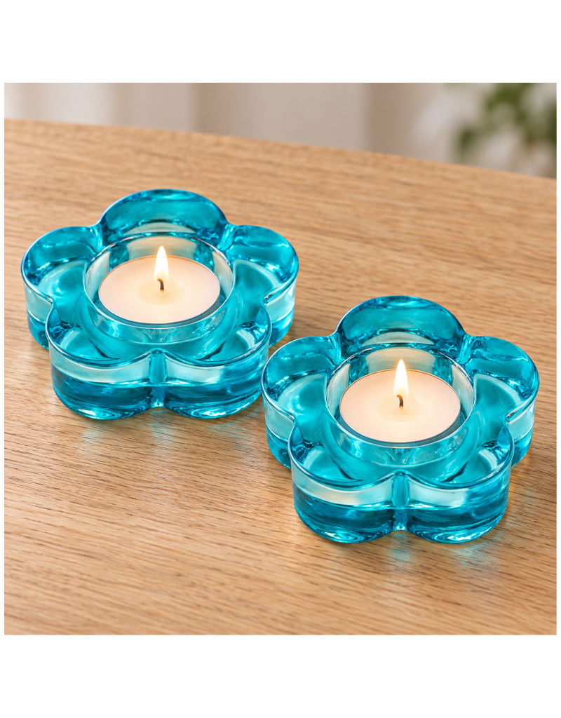 Glass Flower Tealight Holders