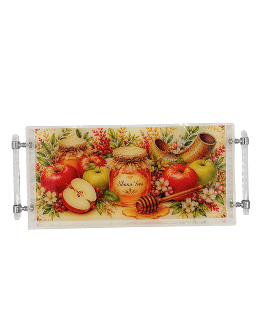 8x16 Acrylic Rosh Hashanah Trays with Handles