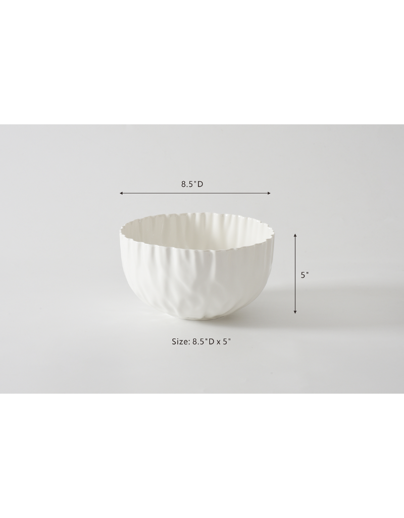 Pleated Medium Gold Porcelain Bowl