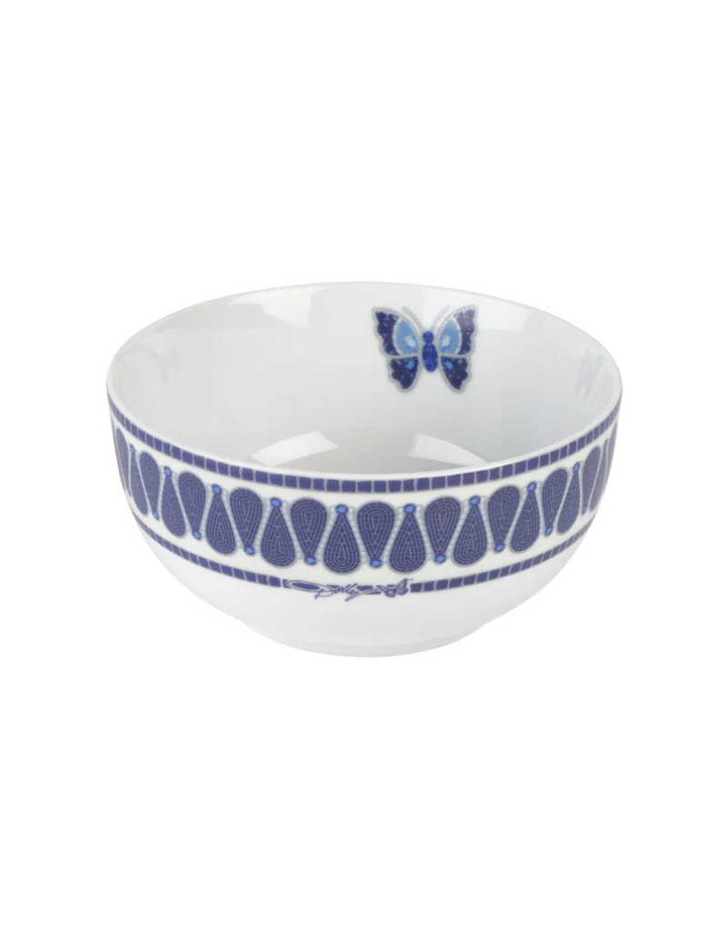 Dolly Parton Jeweled Mosaic Blue Butterfly 12Pc Porcelain Dinnerware Set