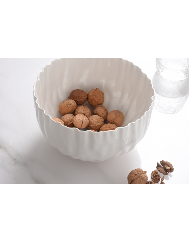 Pleated Medium Gold Porcelain Bowl