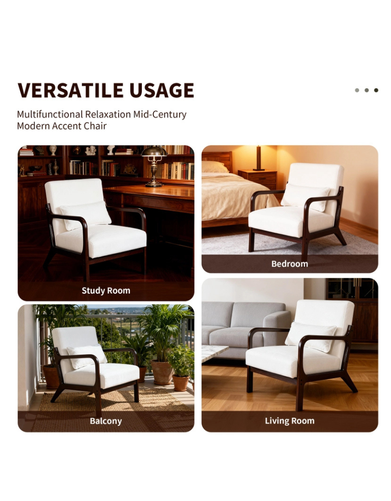 Lounge Accent Chair Solid Wood Frame