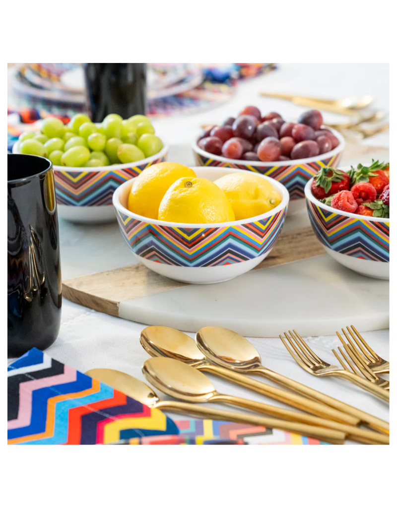Elizabeth Sutton Collection: Multicolored Zig Zag 12pc Melamine Dinnerware Set