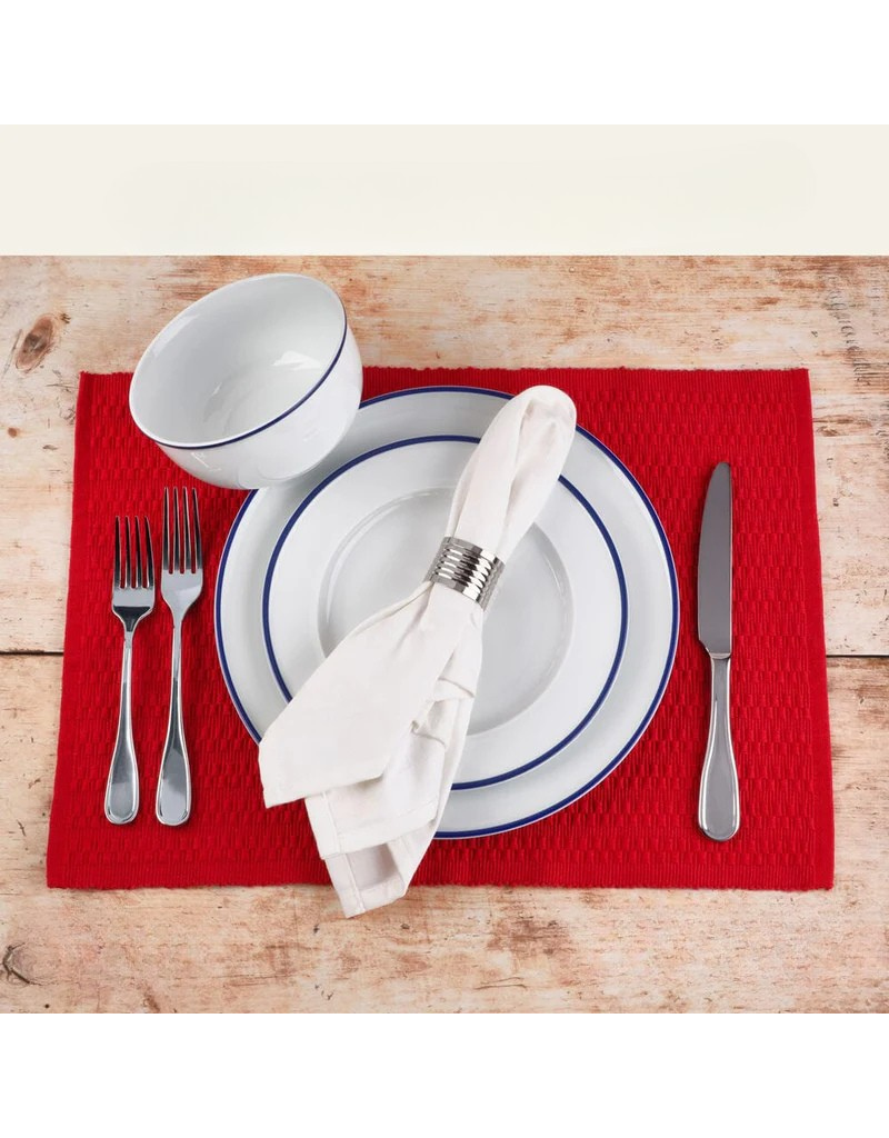 Bistro Blue Band 12pc Porcelain Dinnerware Set