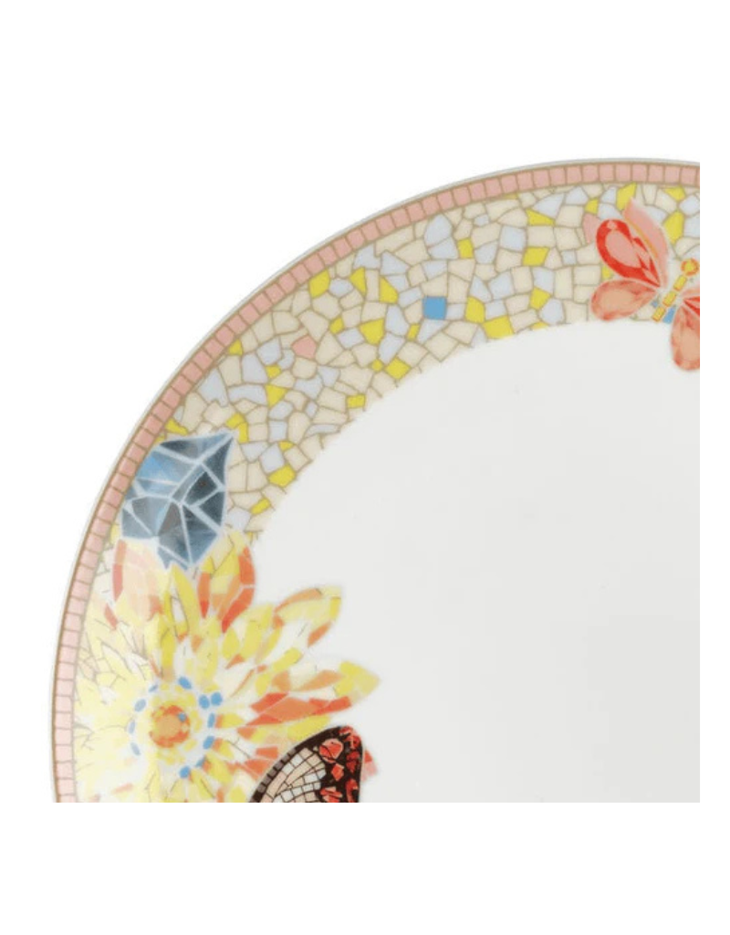 Dolly Parton Jeweled Mosaic Peach Butterfly 12pc Porcelain Dinnerware Set