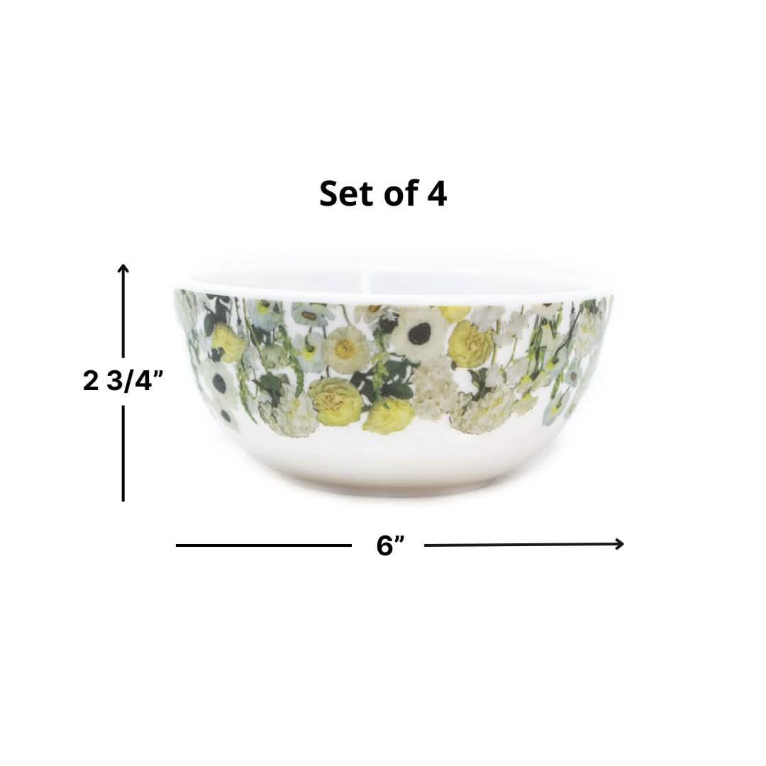 Elizabeth Sutton Collection: Cream Floral Garden Melamine Bowl Set