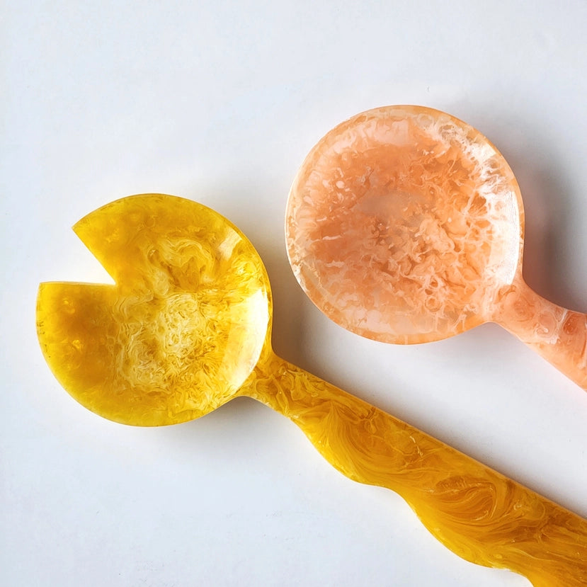 Two Color Hand Poured Resin Salad Servers