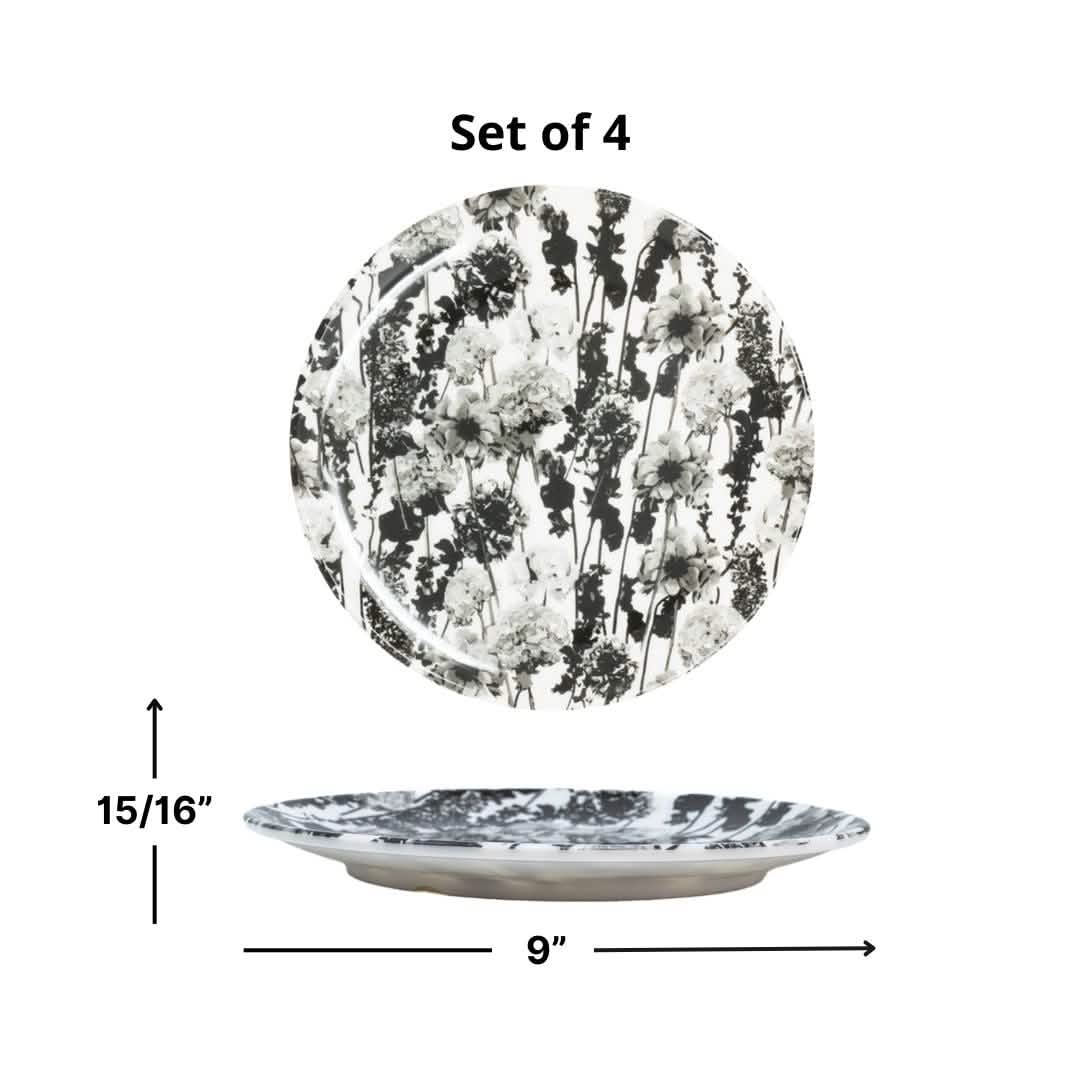 Elizabeth Sutton Collection: Grayscale Floral Garden Salad Plate Set