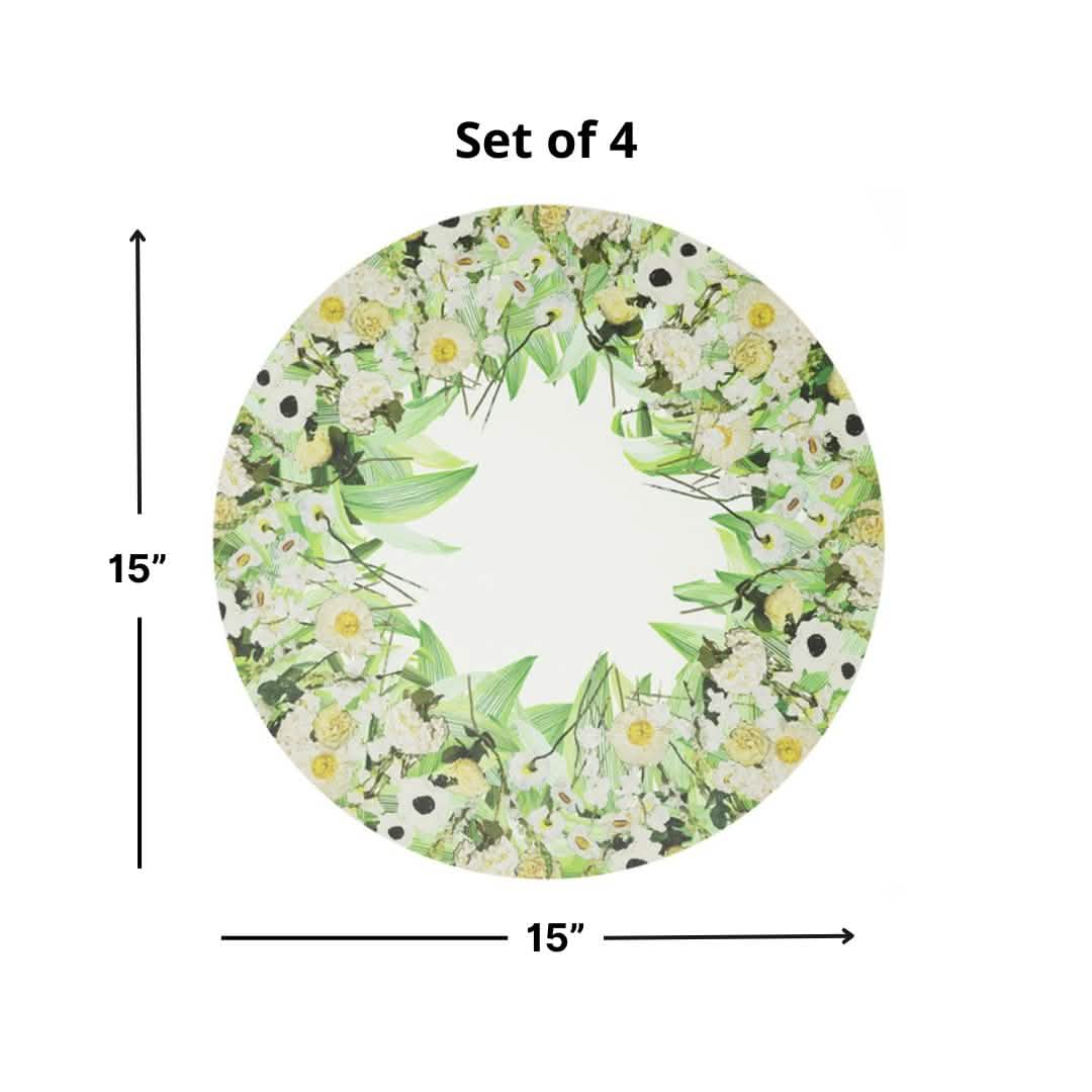 Elizabeth Sutton Collection: Cream Floral Garden Vinyl Placemat Set