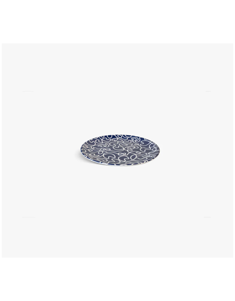 Elizabeth Sutton Collection:: Navy Squiggle 12pc Melamine Dinnerware Set