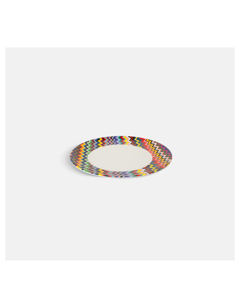 Elizabeth Sutton Collection: Multicolored Zig Zag 12pc Melamine Dinnerware Set
