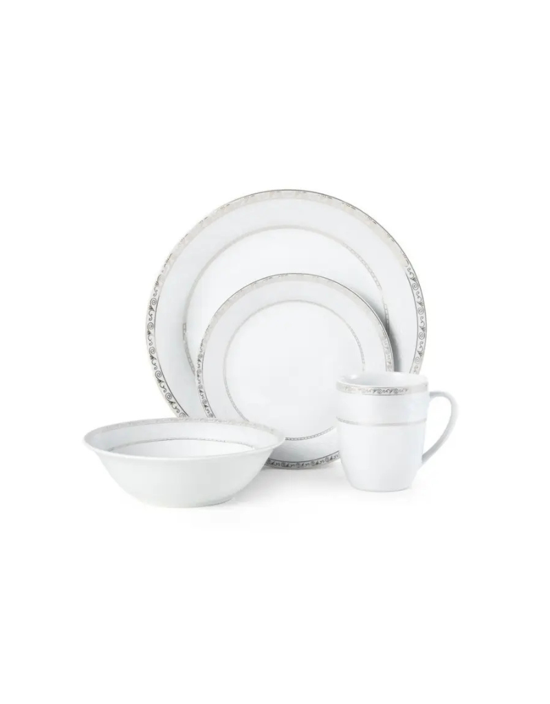 Gold Serif 32pc Porcelain Dinnerware Set