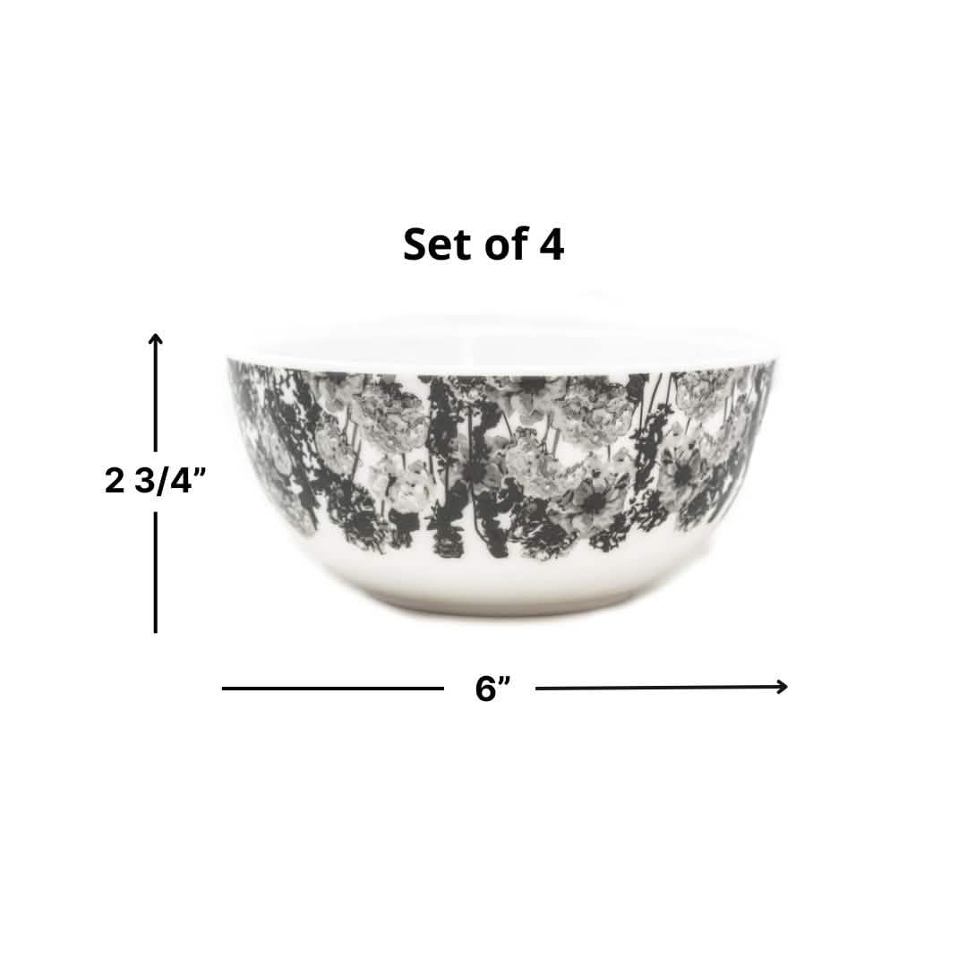 Elizabeth Sutton Collection: Grayscale Floral Garden Melamine Bowl Set