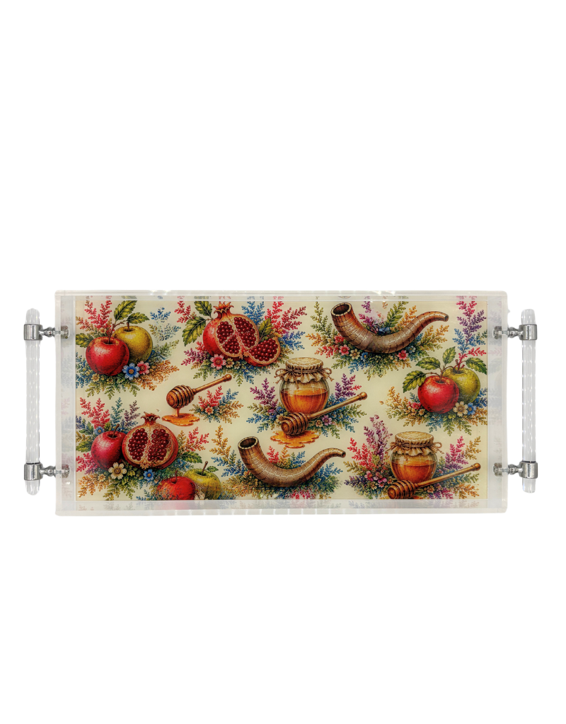 8x16 Acrylic Rosh Hashanah Trays with Handles