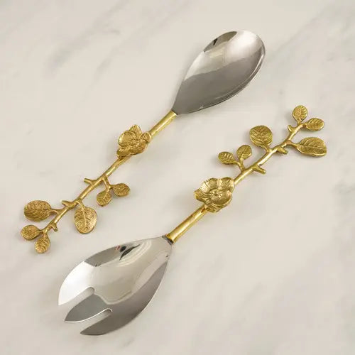 Gold Floral Salad Servers