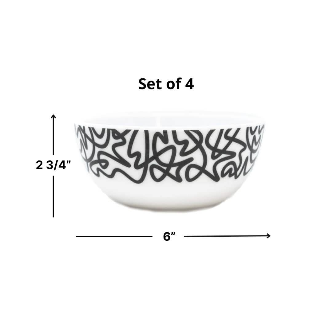 Elizabeth Sutton Collection: Black & White Squiggly Melamine Bowl Set