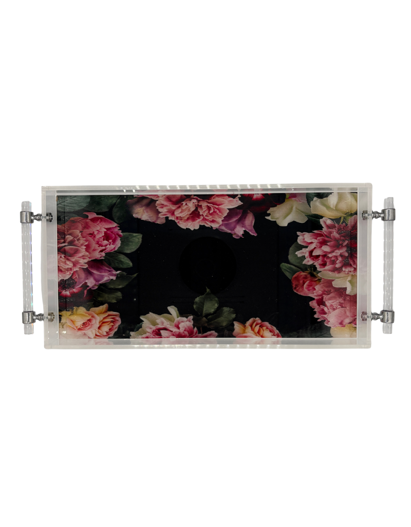 Acrylic 8x16 Tray with Handles // Midnight Peony