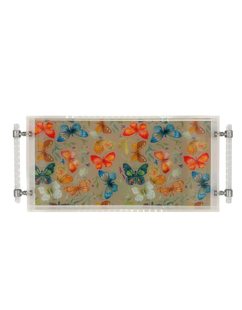 8x16 Acrylic Tray with Handles - Butterfly Meadow