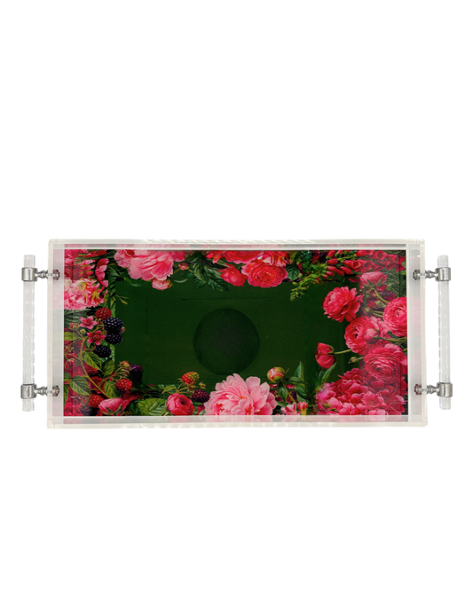 8x16 Acrylic Tray with Handles - Berry Rose Garden