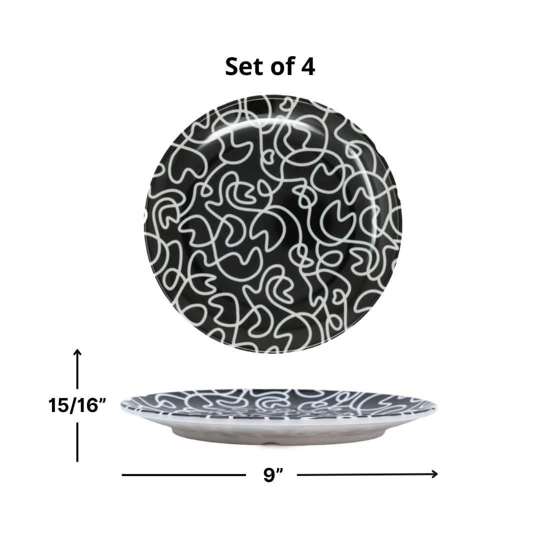 Elizabeth Sutton Collection: Black & White Squiggly Salad Plate Set