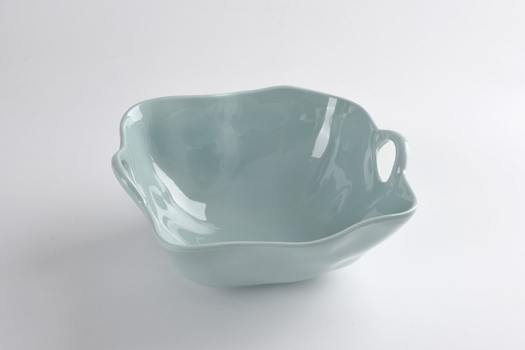 Large Aqua Melamine Bowl With Handles