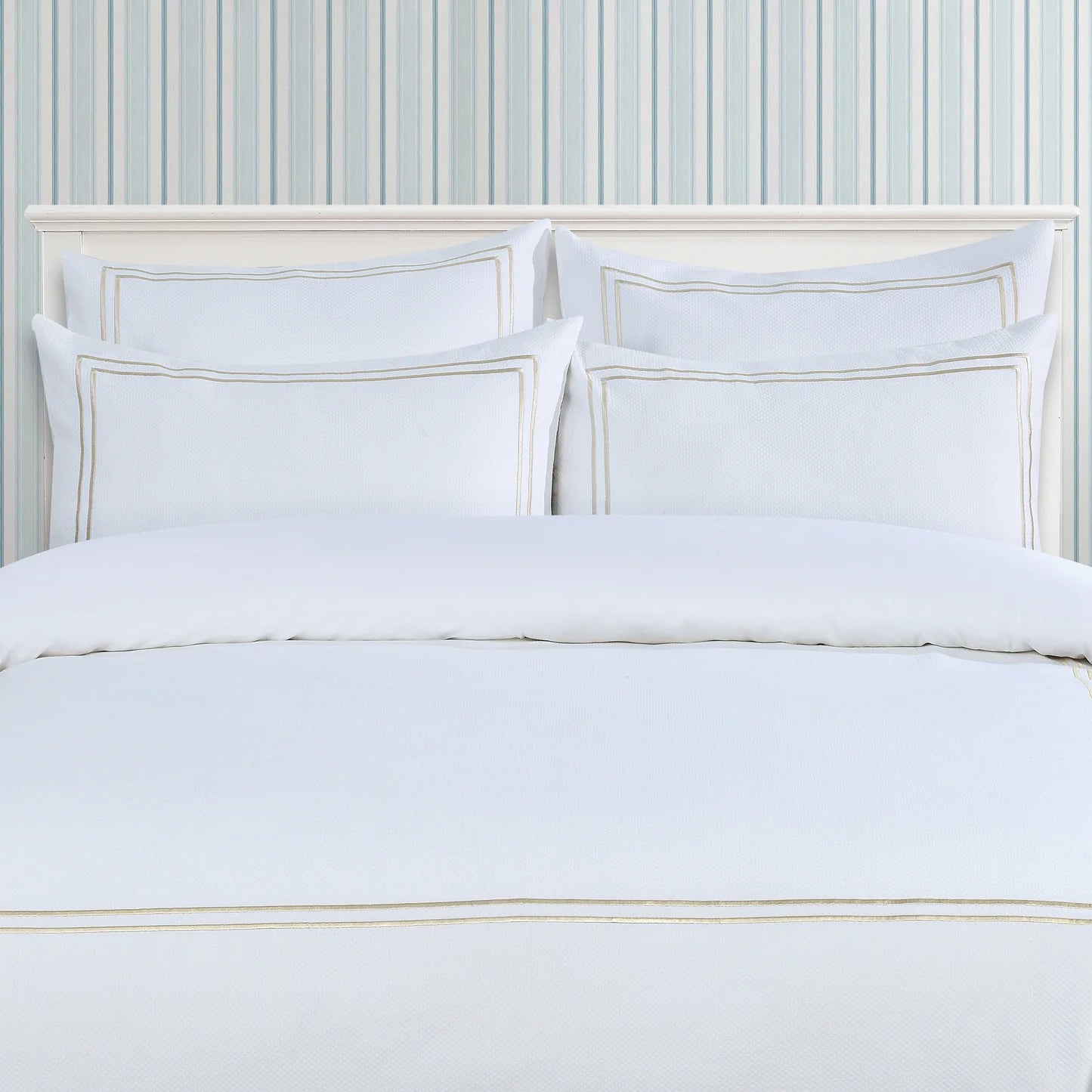 Flora Hotel Collection - Piqué Off-White with Champagne Floral Embroidery