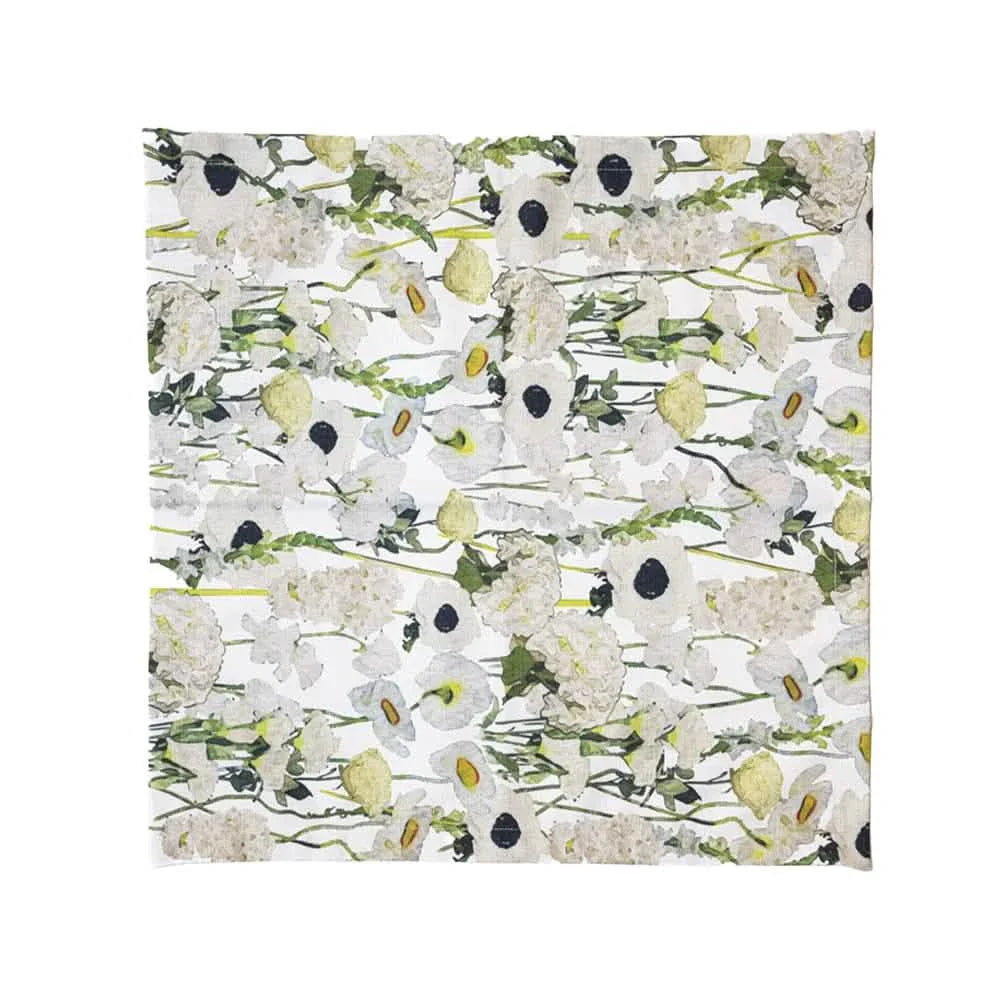 Elizabeth Sutton Collection: Cream Floral Garden Faux Linen Napkin Set