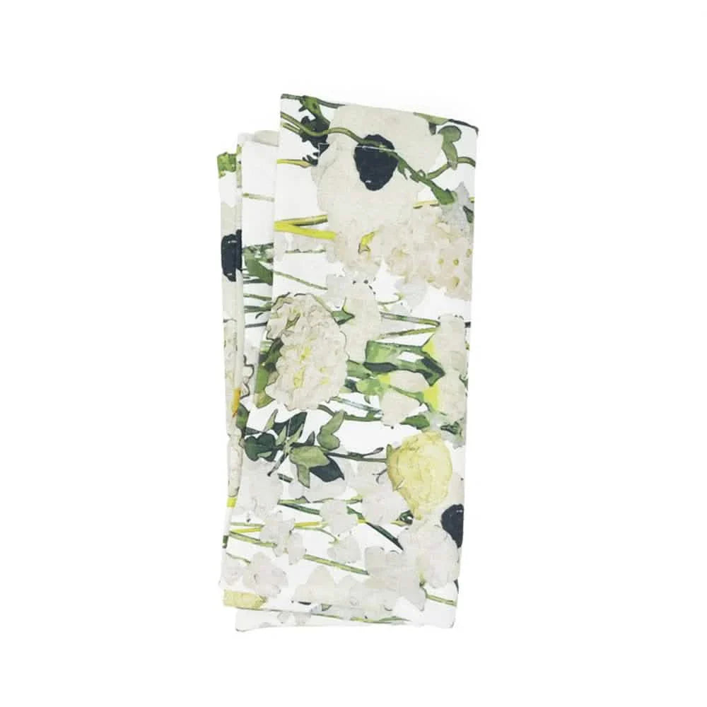 Elizabeth Sutton Collection: Cream Floral Garden Faux Linen Napkin Set