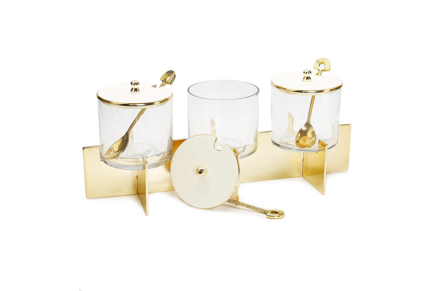 White & Gold Glass Canister Set