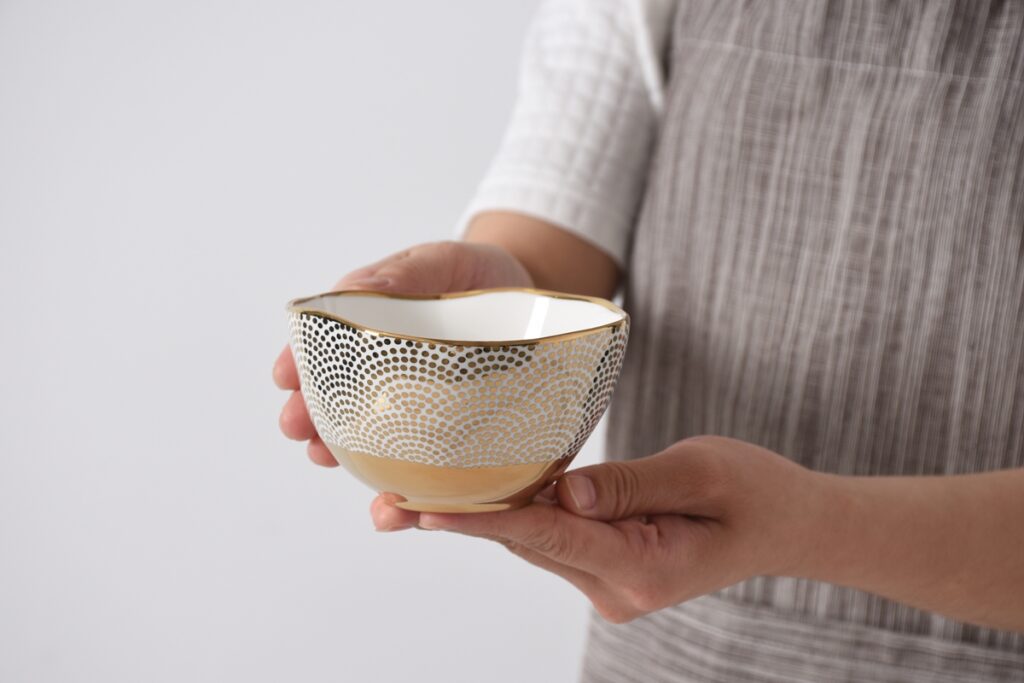 White & Gold Snack Bowl