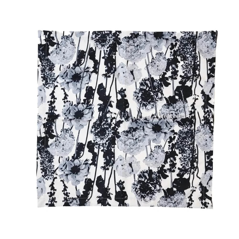 Elizabeth Sutton Collection: Grayscale Floral Garden Faux Linen Napkin Set