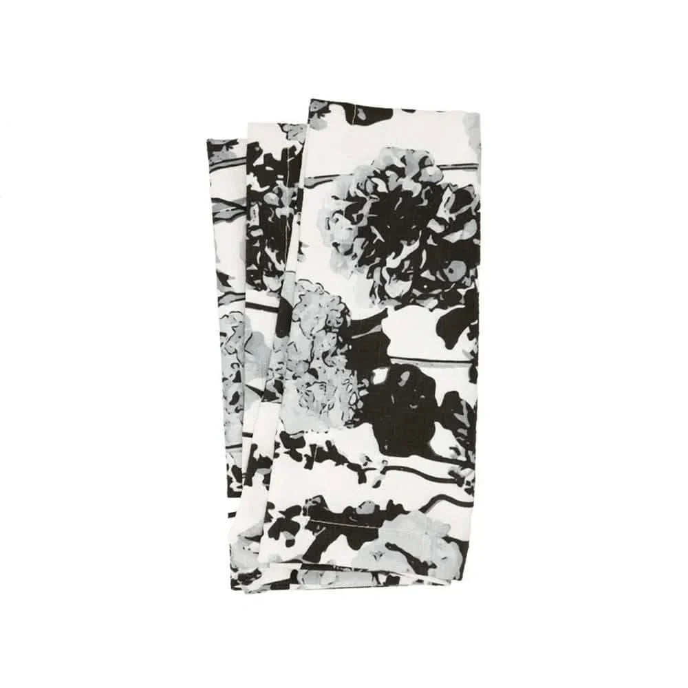 Elizabeth Sutton Collection: Grayscale Floral Garden Faux Linen Napkin Set