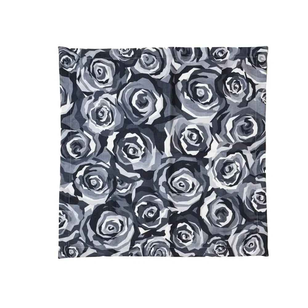 Elizabeth Sutton Collection: Grayscale Roses Faux Linen Napkin Set