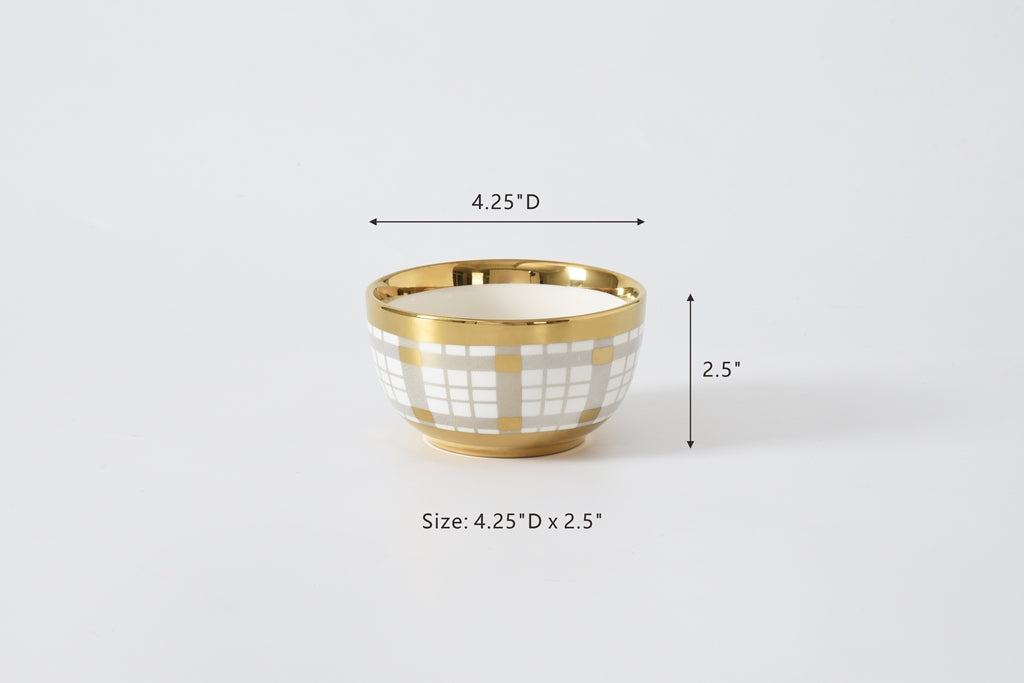 Gold & Plaid Snack Bowl