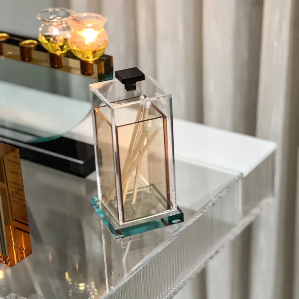 Amber/ Teal & Black Lucite Matchbox