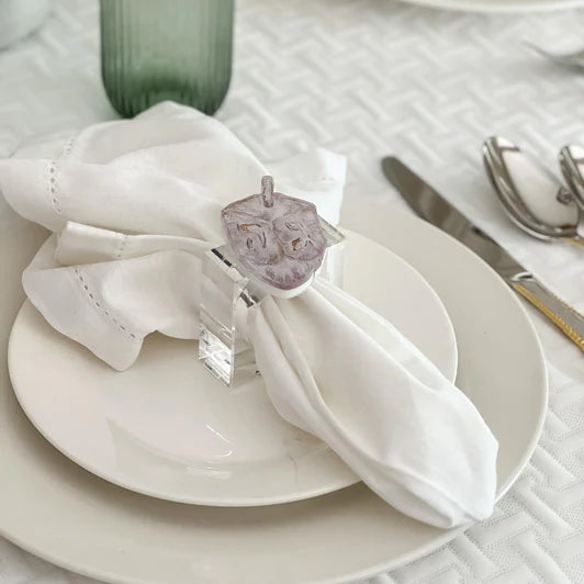 Lucite Yom Tov Napkin Ring Set