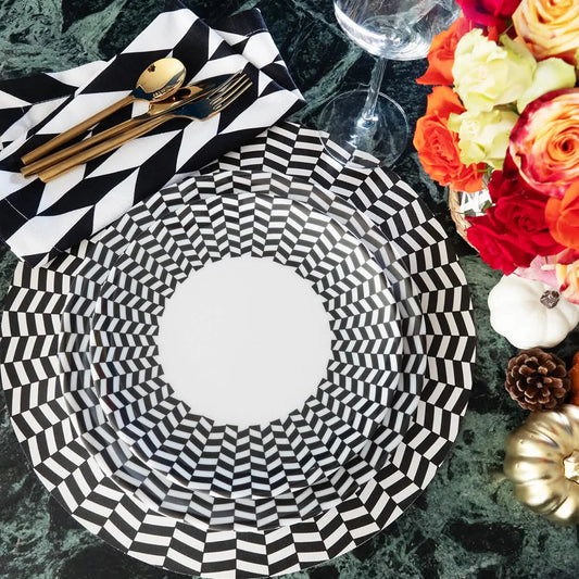 Elizabeth Sutton Collection: Black & White Chevron Salad Plate Set