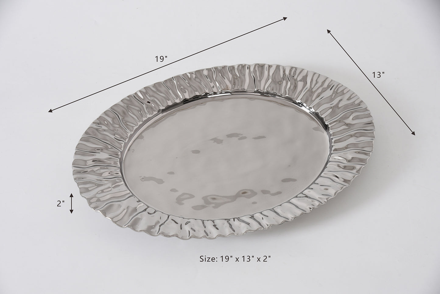 Large Pleated Silver Platter