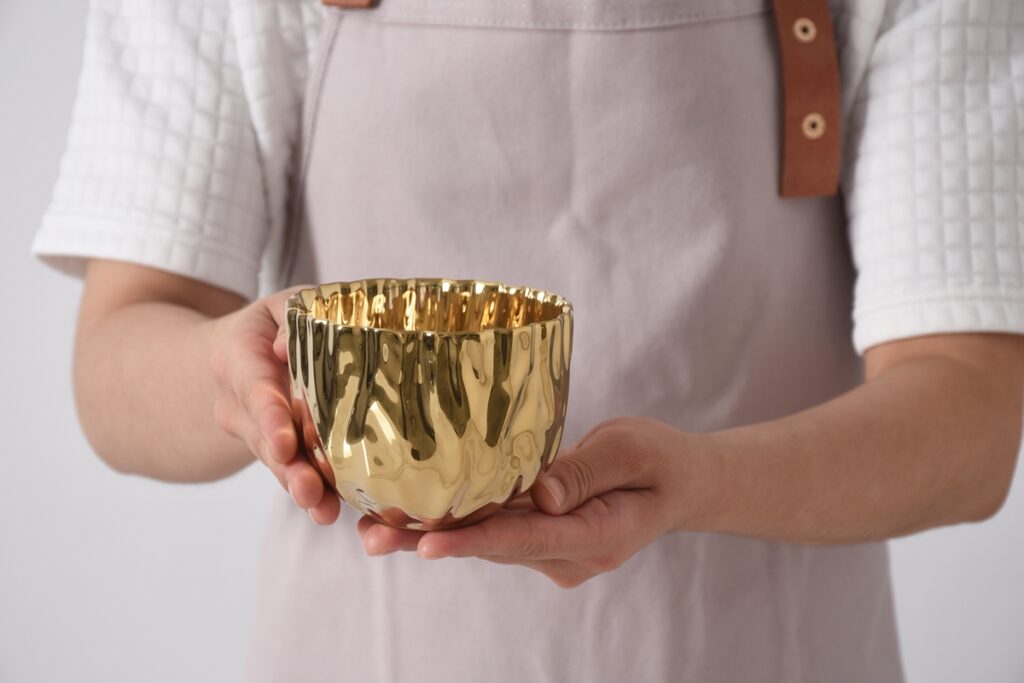 Gold Pleated Snack Bowl