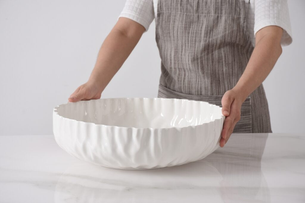 Pleated Extra Large Shallow Bowl