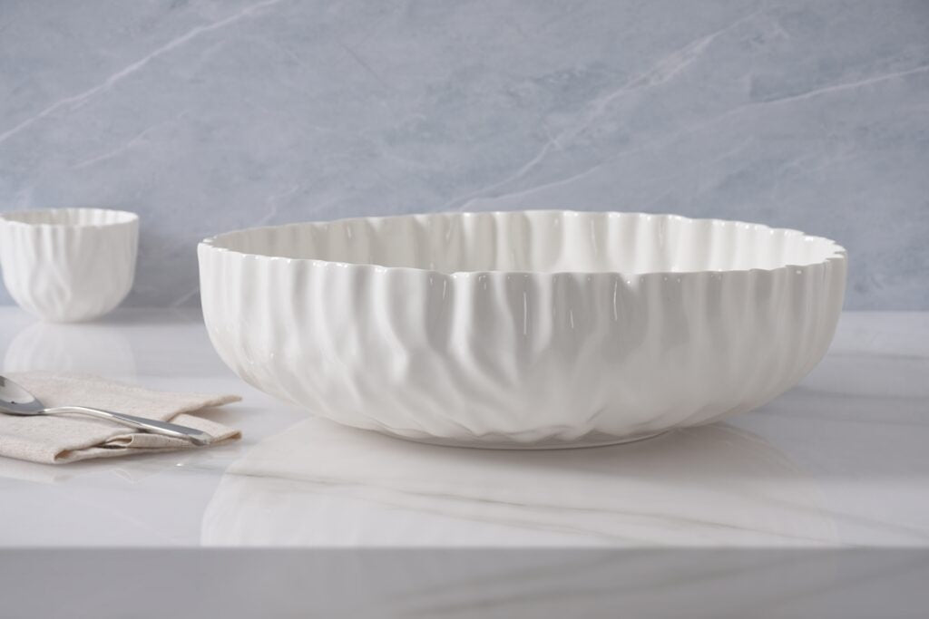 Pleated Extra Large Shallow Bowl