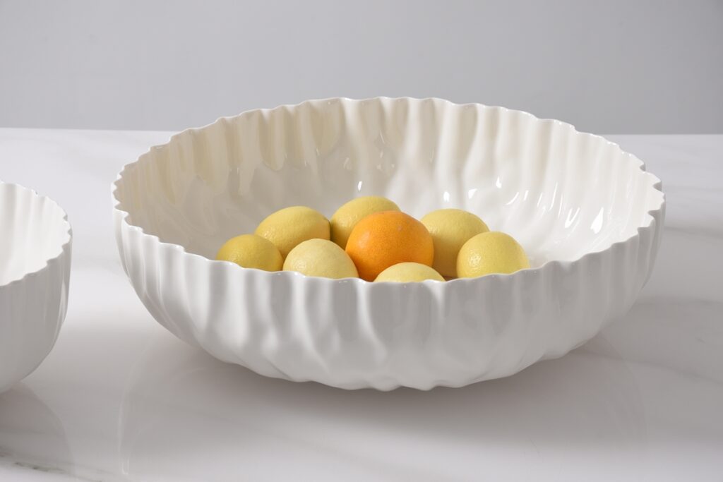 Pleated Extra Large Shallow Bowl