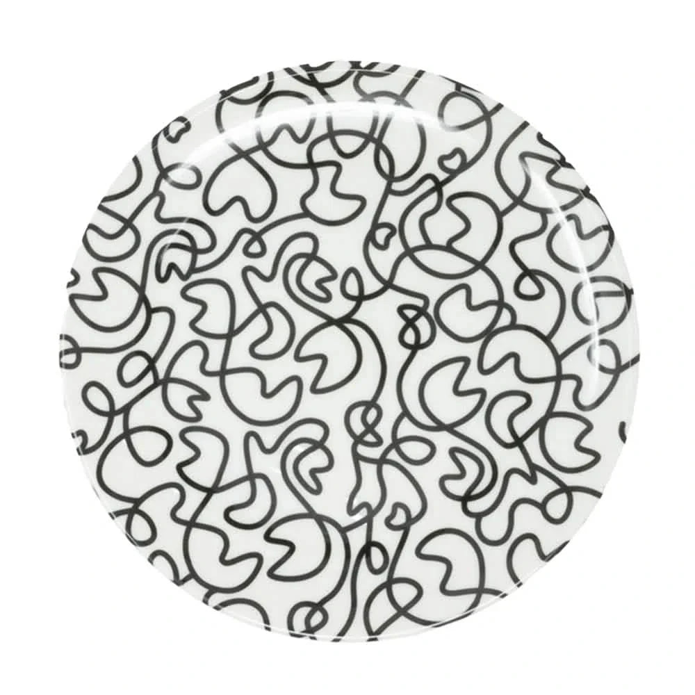 Elizabeth Sutton Collection: Black & White Squiggly Dinner Plate Set