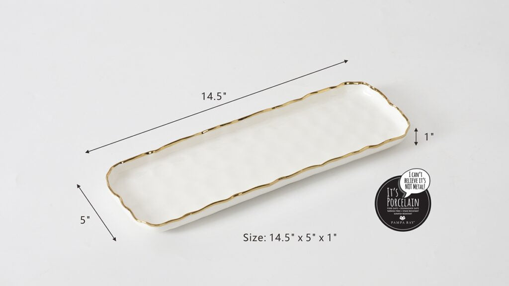 Small Rectangular Tray With Gold Trim