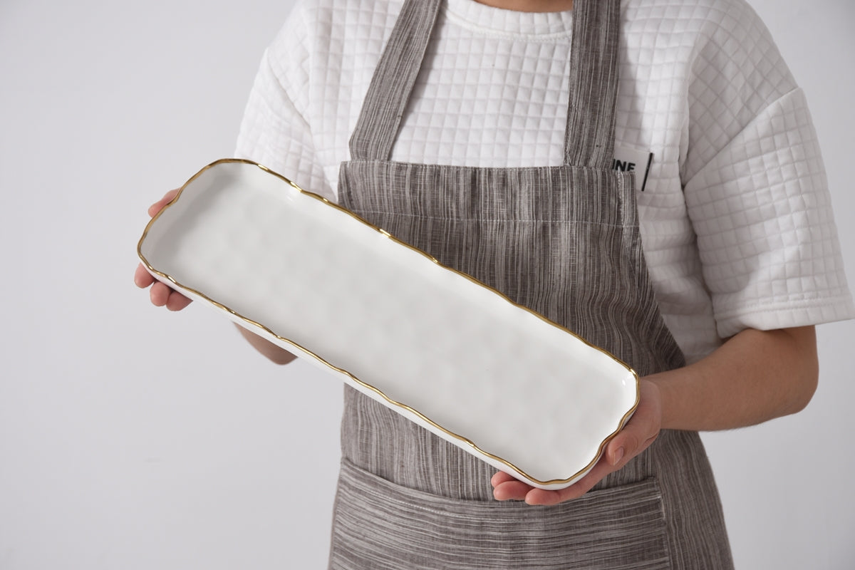 Small Rectangular Tray With Gold Trim