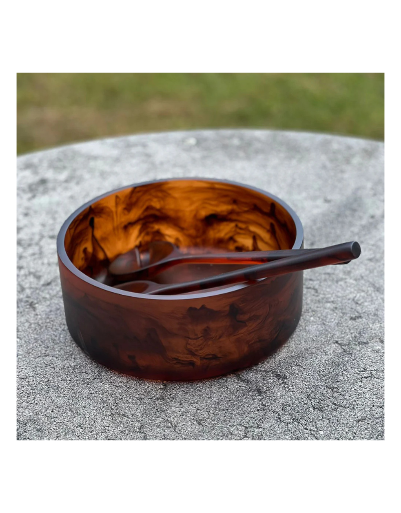 Resin Small Brown Swirl Salad Bowl