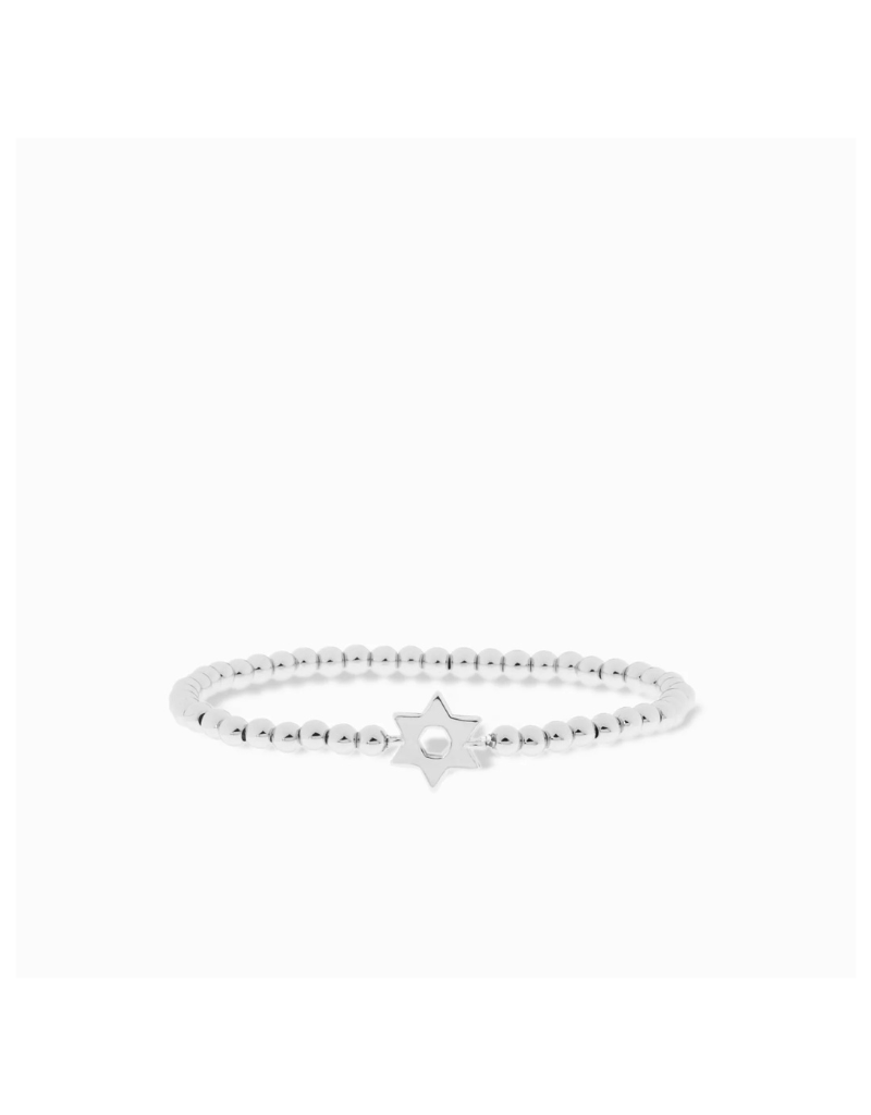 Silver 4mm Brass Ball Bracelet w/ Brass Star of David Charm